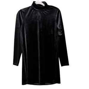 Pomander Place black velvet long-sleeve mock neck mini dress size XS Tuckernuck